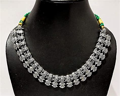 Buy Necklace Collar Drawstring Green Thin dori Tribal chokers Designer ...