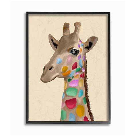 Stupell Industries Giraffe with Rainbow Colored Spots Illustration Fab ...