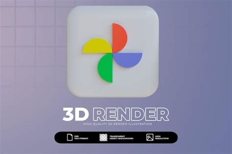 Ikona zdjęć google renderowania 3d | Plik PSD Premium