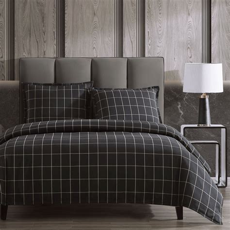 Black Windowpane Plaid Mini Comforter Set Bedding