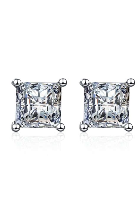 Luminous Grace Princess Cut Moissanite Solitaire Earrings – Mezoma