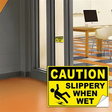 Slippery When Wet Sign Decals - Caution Wet Floor Sign - Vinyl Caution ...