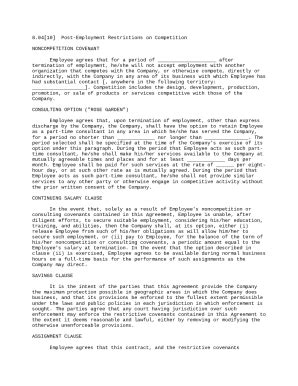 Post-Employment Non-Compete Agreement - Blank Fillable Template | Fill ...