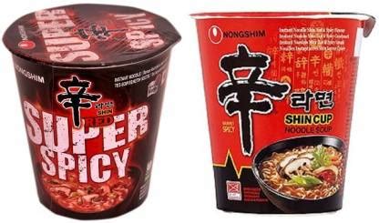 Nongshim Red Super Spicy Cup Instant Noodles 68GmPK1& Shin Ramyun Cup ...