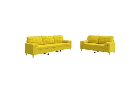 Canapé droit vidaXL Ensemble de canapés 2 pcs coussins décoratifs jaune ...