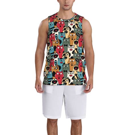 Zeuib Different Cats 1 Jersey Shirt for Men,Mesh Athletic Practice Sports Shirts,Lightweight Rec ...