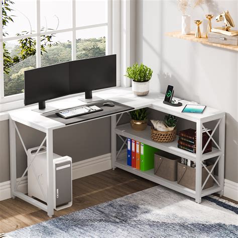 Buy Tribesigns L Shaped Computer Desk with Reversible Storage Shelves ...