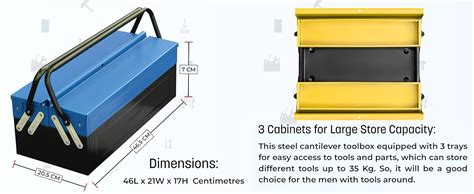 Plantex Metal Tool Box for Home Use/3 Cabinet Empty Tool Kit Box/Tools ...