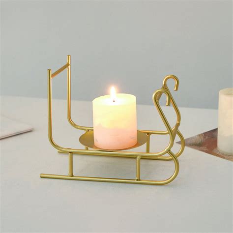 ToyKingdee Christmas Metal Candle Holder Festival Sleigh Shape Iron ...