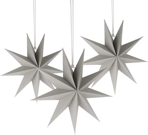 3Pcs Hanging Paper Star, Christmas Paper Stars, 30Cm Handmade Paper ...