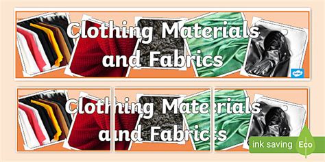 Clothing Materials and Fabrics Banner Science 3rd/4th Classes