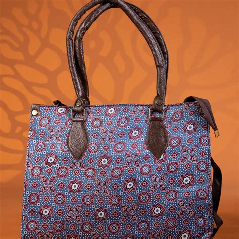 Ajrakh Print Hand And Sling Bag Blue With Red – Ikyem
