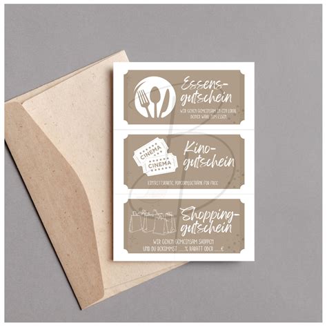 Gutschein zum Essen gehen, Kinogutschein und Shoppinggutschein ...
