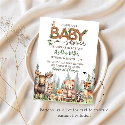 Woodland Baby Shower | Woodland Animals Baby Shower Invitation | Ollie ...