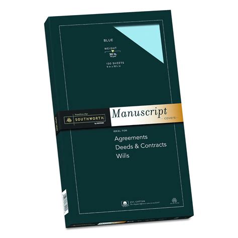 Southworth 25% Cotton Paper Blue Manuscript Covers, 9" x 15.5", 30 lb ...