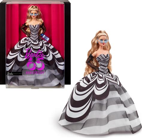 Barbie Signature Doll, 65th Anniversary Collectible with Blonde Hair ...
