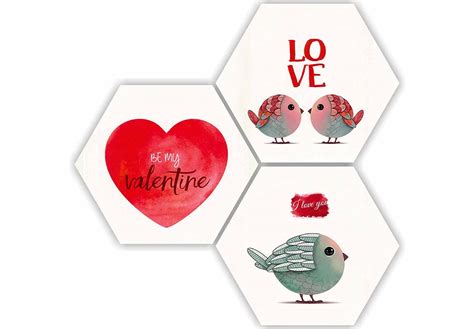 SAF paintings Love Bloom Loving Bird Nature 3 Piece of Hexagon UV ...
