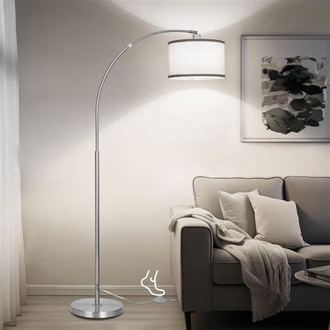 Silver Arc Floor Lamp for Living Room, Modern Standing Lamp with ...