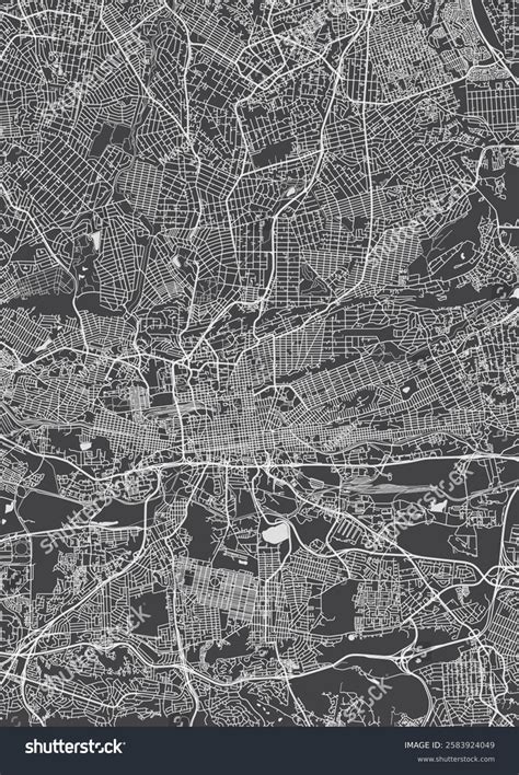 City Map Johannesburg Monochrome Detailed Plan Stock Vector (Royalty ...