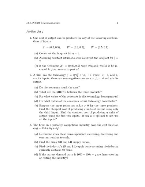 Exam 17 October 2018, questions and answers - ECON2001 Microeconomics 1 ...