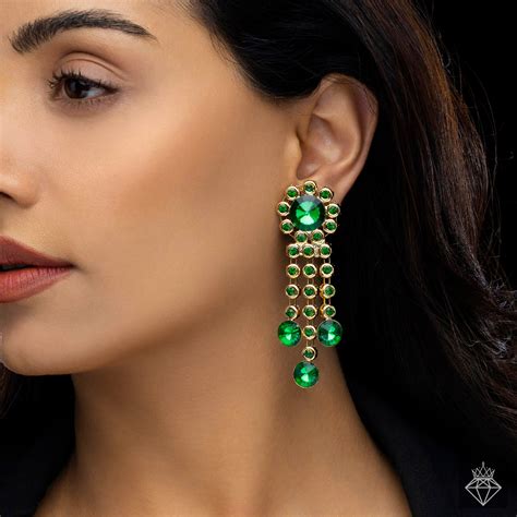 PRAO Earrings Anti-Tarnish Crystal Flower Danglers