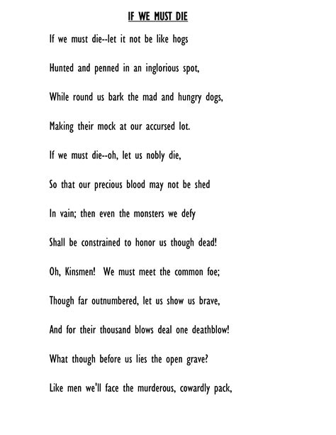 If We Must Die by Claude McKay