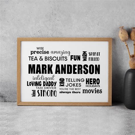 Personalised Word Art Print, Words About Dad Print, Words About Mum ...