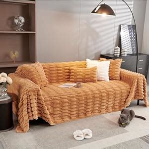 HOKIPO Luxury Waxy Faux Rabbit Plush Fluffy Sofa Cover, Sofa Throw for ...
