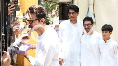 Eid Mubarak! Aamir Khan, Sons Junaid And Azad Distribute Sweets To Fans ...