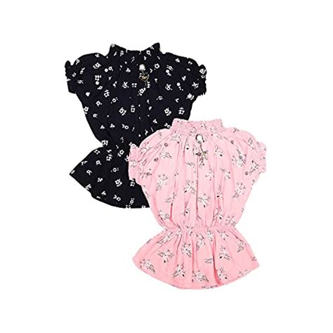 Buy VMart Girls Printed High Neck Top (Pack of 2) Navy-Pink at Amazon.in