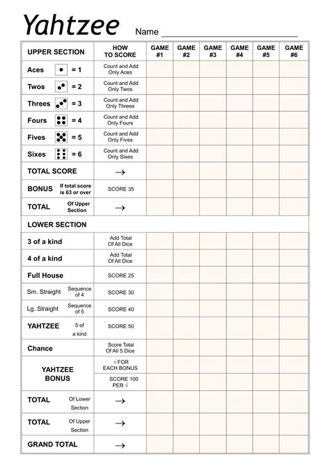 Printable Yahtzee Score Sheets - Printable Learning Sheets