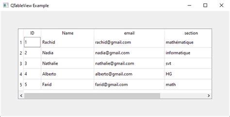Image result for PyQt5 Table Template