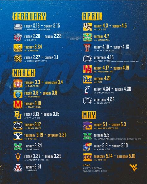 2026 WVU Baseball Schedule