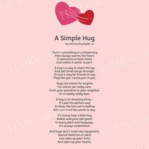 Printable Hug Poem Poster A Simple Hug Sweet Poem Wall Art - Etsy India