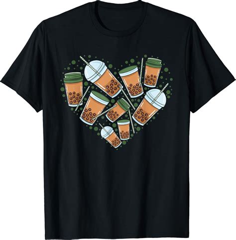 Buy Boba Tapioca Pearls Bubble Milk Tea Tea-Based Drink Heart T-Shirt ...
