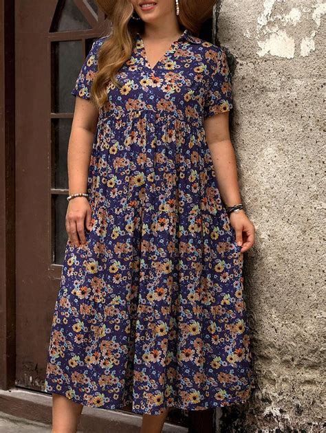 EMERY ROSE Plus Floral Print Smock Dress | SHEIN USA