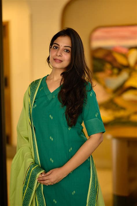 Mohini ( green ) - organic handloom cotton suit set in green colour ...