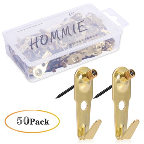 Hommie 50pcs Plaster Wall Picture Hangers Heavy Duty 30lbs Picture Hooks with Nails Photo ...