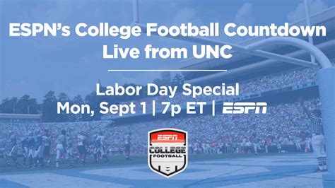 ESPN to Host Special One-Hour College Football Countdown Show Live from ...