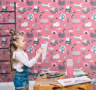 Cat wallpapers decoration - TenStickers