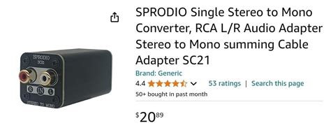 Line Out Converter SPRODIO Stereo To Mono RCA Audio Adapter Converter ...