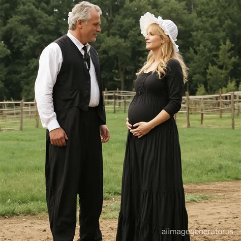 SG1 Major Samantha Carter in Amish Maternity Dress Kissing New Husband ...