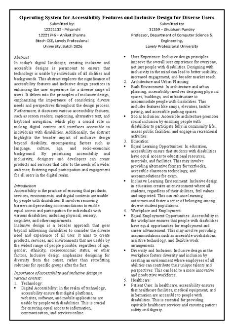 Accessibility features and inclusive design for diverse users ...