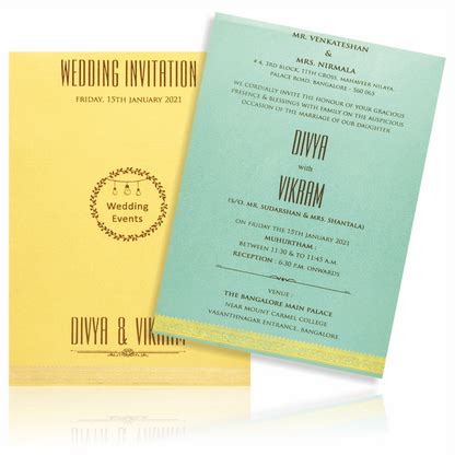 Yellow and Cyan Classy Wedding Invitation – King of Cards