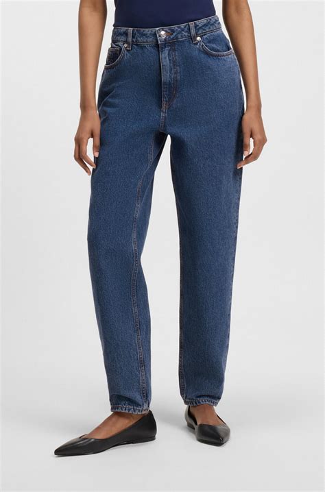 HUGO - Mom-fit jeans in blue rigid denim - Blue