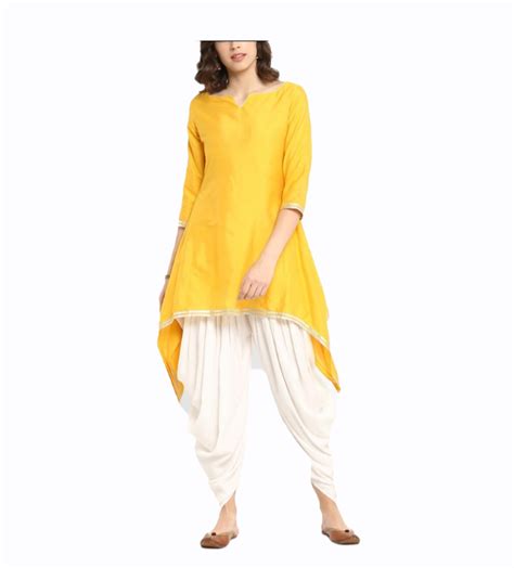 Yellow Chanderi Kurta With Dhoti Pants – Siyani Clothing India