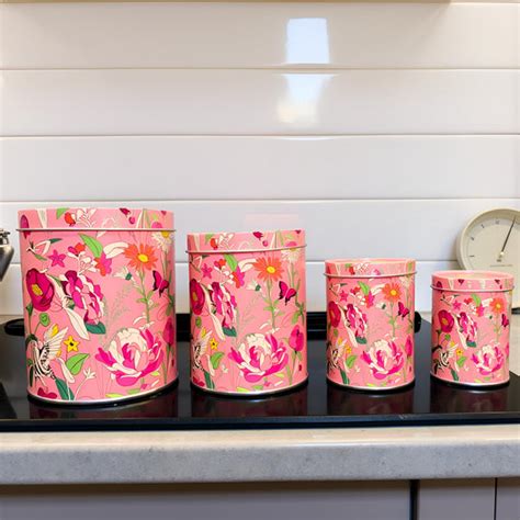 The Pink Bloom – Floral Storage Tin Set (4 pcs) – Home and More by JSS