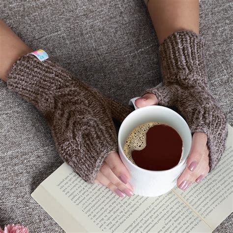 Cable Design Knitted Fingerless Mittens - 10105 – Magic Needles