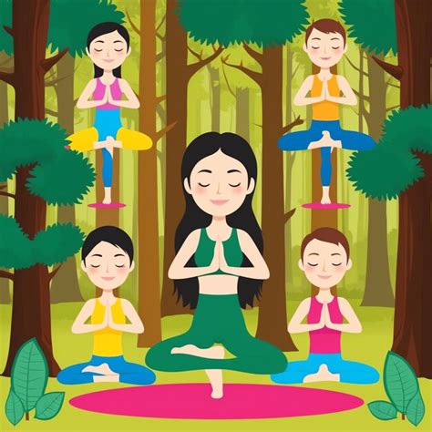 Creative yoga background cartoon for health and wellness branding ...