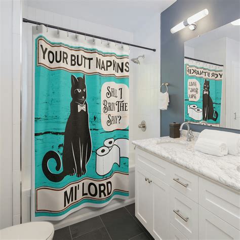 Funny Shower Curtain Man Cave Funny Cat Bathroom Curtain - Etsy